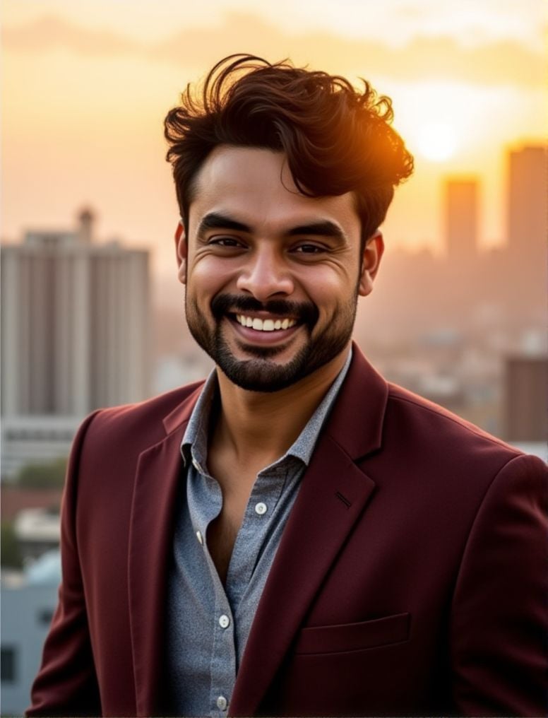 tovino thomas ,  In the heart of a bustling city,  under the soft glow of a golden hour sunset by HottiesnHotties on Tenso...