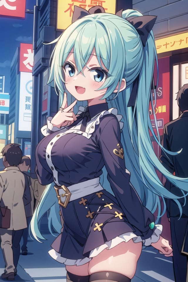 insanely detailed, absurdres, ultra-highres, ultra-detailed, best quality,1girl, solo, nice hands, perfect hands,BREAKthigh highs, long hair, jirai kei, skirt, rings, jewelry, black thigh highs,black mask, shirt, cross, black skirt, frills, gothic, bow, tattoo, ribbon, long sleevesBREAKhappy smile, laugh, open mouth, standing,from side,seductive pose, cowboy shot,BREAKslender, kawaii, perfect symmetrical face, ultra cute girl, ultra cute face, ultra detailed eyes, ultra detailed hair, ultra cute, ultra beautiful,BREAKin harajuku, shibuya, tokyo, street, crowd, cityscape,BREAKlarge breasts,(green hair, black eyes), hair between eyes