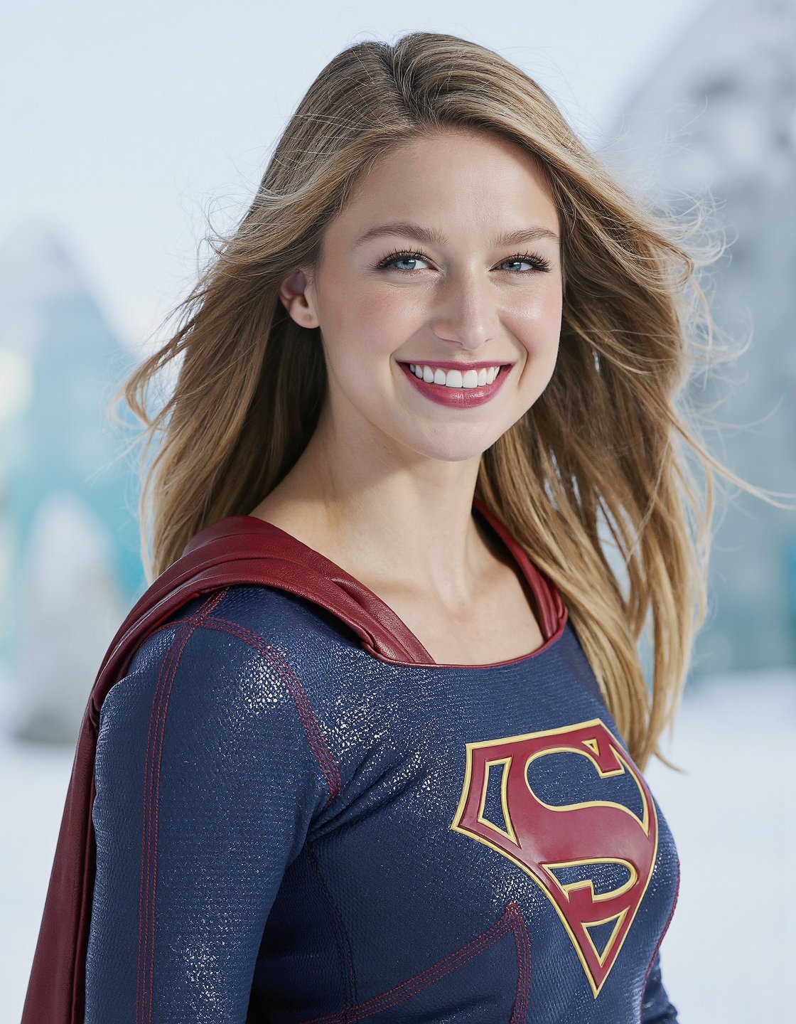 Breathtaking medium shot photography of ohwx,  as Supergirl,  wearing Supergirl bue and red outfit by JuiiceBox on Tensor.Art