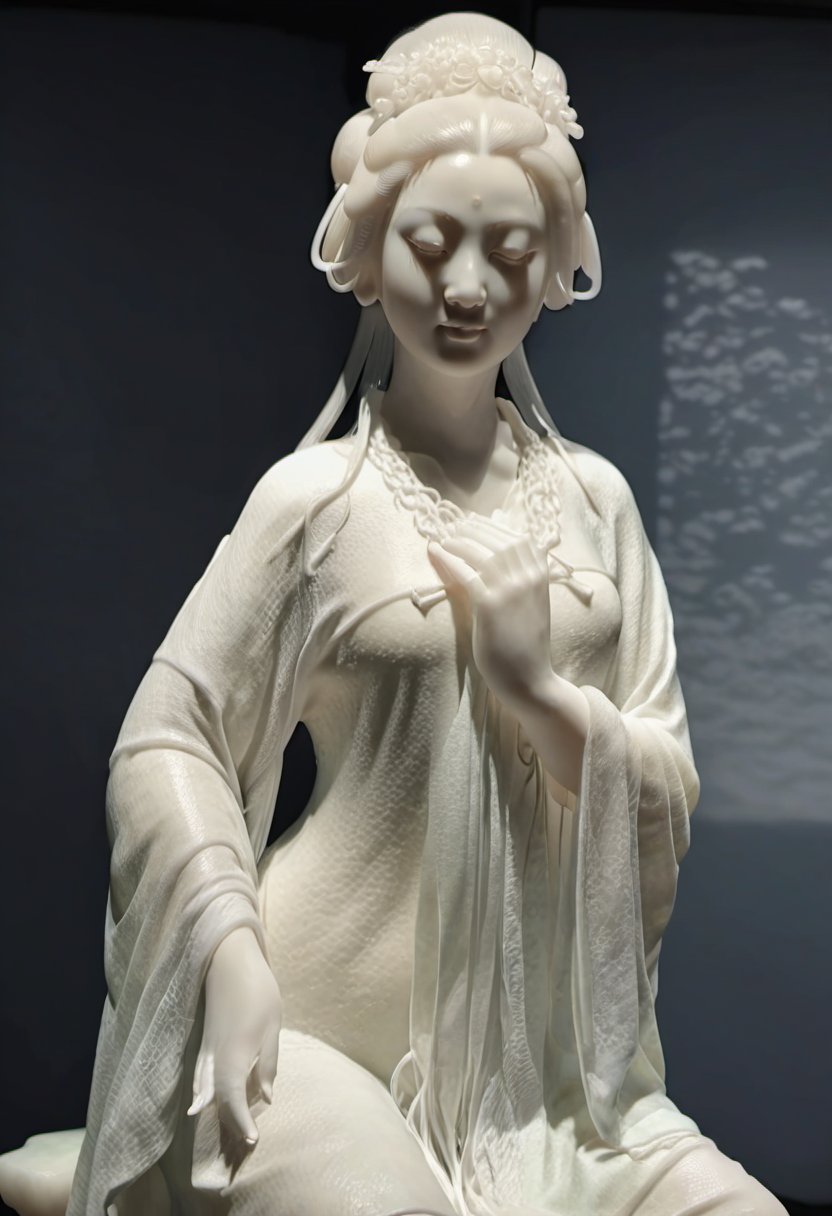 dehuabaici,puregirl<lora:dehuabaiciSDXL-000011:0.85> <lora:puregirl-000007:0.15>ancient style, highest picture quality, light and shadow, glass light and shadow, beautiful and delicate white jade woman, delicate and beautiful face, (ancient style: 1.3),white backgroud