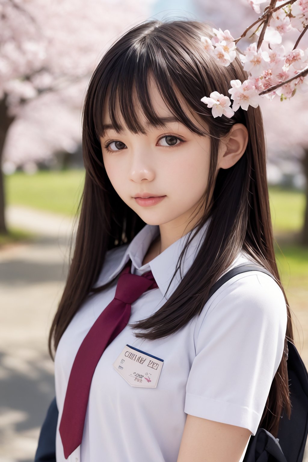 cherry_blossoms, falling_petals, solo,1girl,upper body, looking at viewer, school uniform,