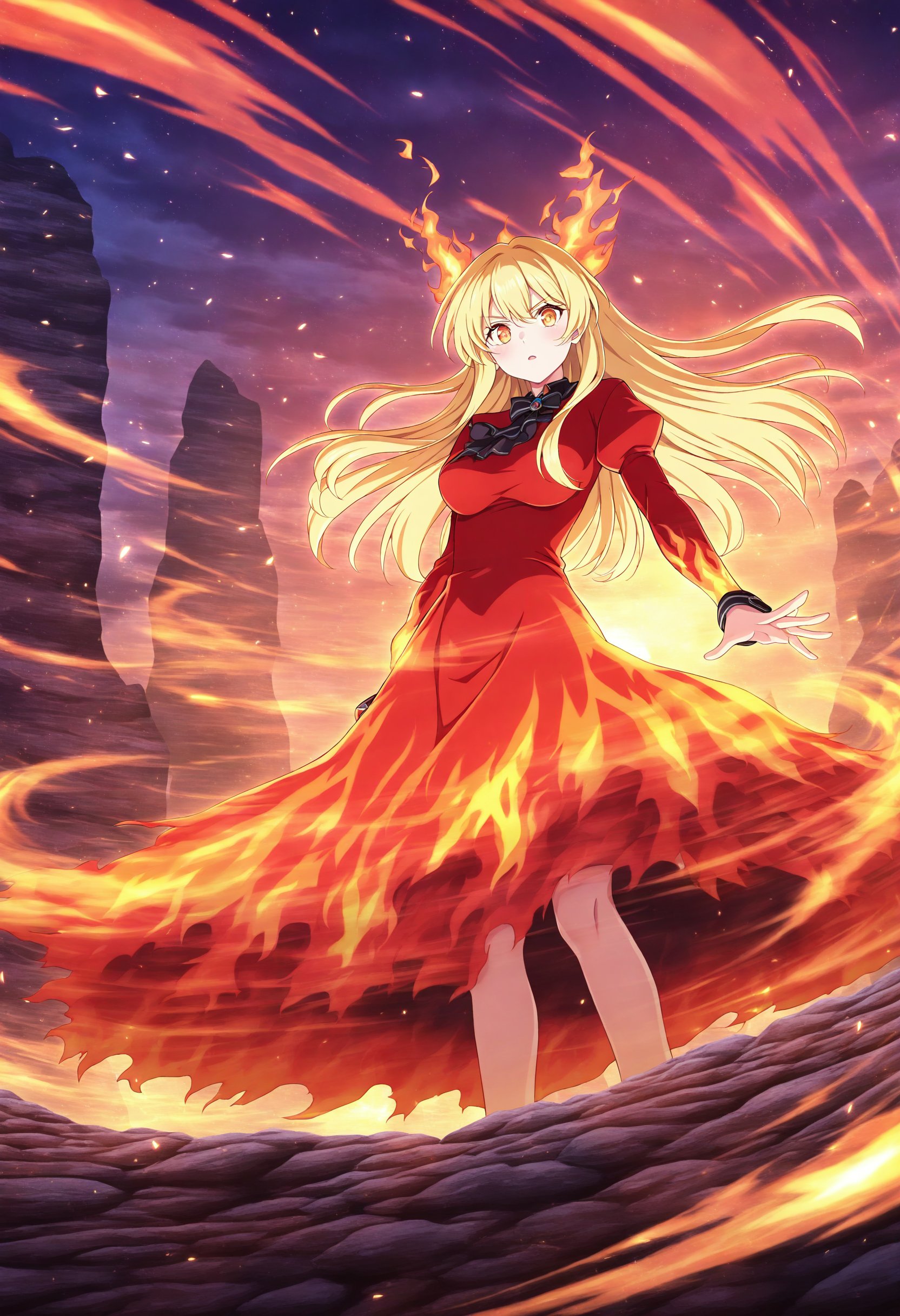 1girl,  solo,  fiery red dress by Vegs on Tensor.Art