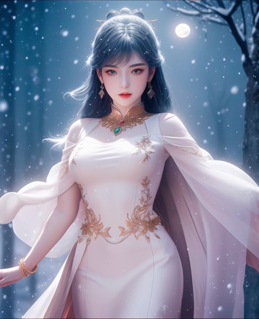 <lora:斗罗大陆-唐舞桐-海神缘:0.8> (,1girl, ,best quality, ),looking at viewer,  ultra realistic 8k cg, picture-perfect face,   clean, masterpiece,     cinematic lighting, cinematic bloom, fantasy,  , unreal, science fiction, ((,1girl, pov,))(((,tree, 1girl, full moon,snowing,snow ,solo,     solo focus,  long_hair, looking_at_viewer,  )))  (rich:1.4,)     prestige, luxury, jewelry, diamond, gold, pearl, gem, sapphire, ruby, emerald, intricate detail, delicate pattern, charming, alluring, seductive, erotic, enchanting, hair ornament, necklace, earrings, bracelet, ,