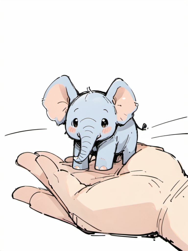 <lora:luXL毛躁手绘Fuzzylines_lora_resized:0.6>, fuzzylines, sketch, a cute little tiny elephant on a man's hand, pov,