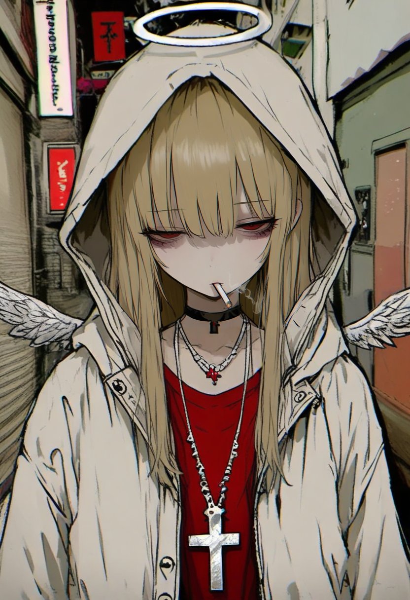 1girl,  hood,  blonde hair by silvermoong on Tensor.Art