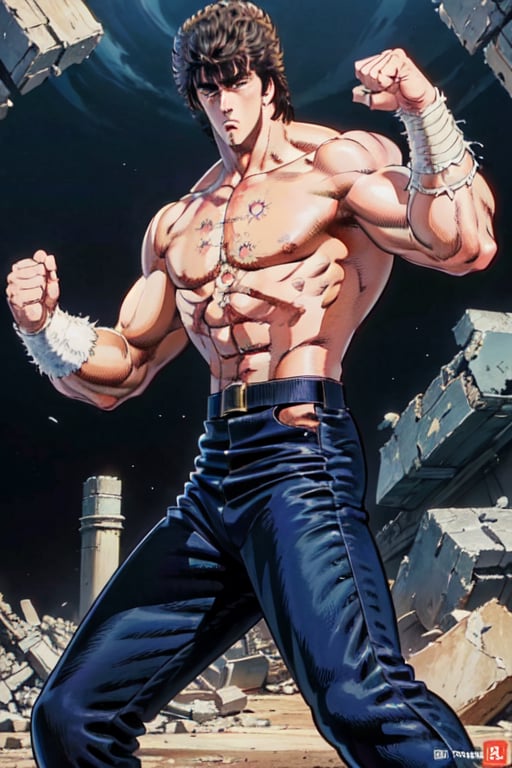 kenshirou,  black hair,  rubble_ruins by Alpharius67 on Tensor.Art