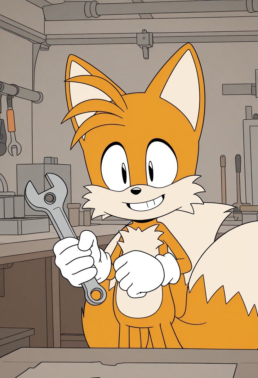 solo male,  Tails the Fox,  orange fur by Sonic X on Tensor.Art