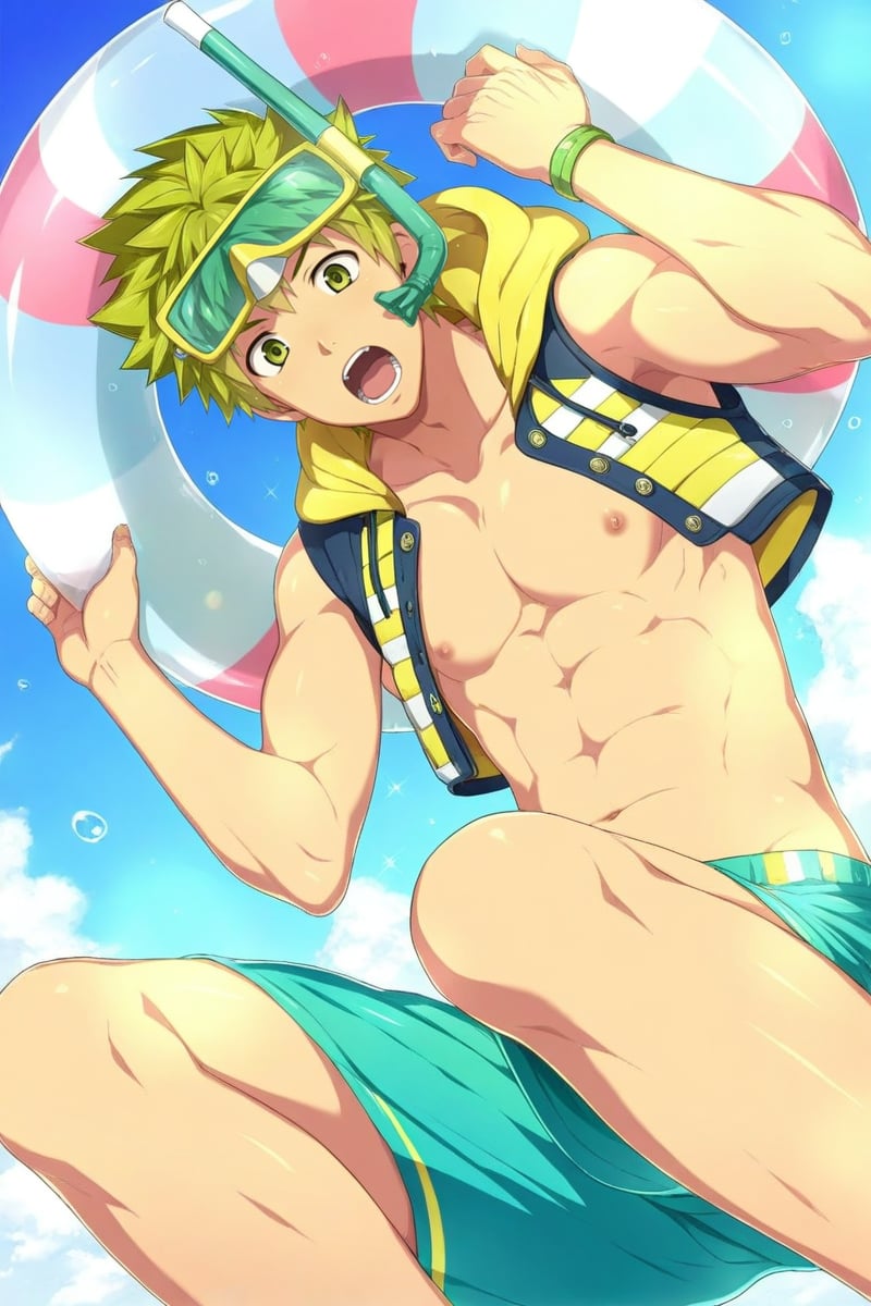 1boy,  blonde hair,  from below by T_lo on Tensor.Art