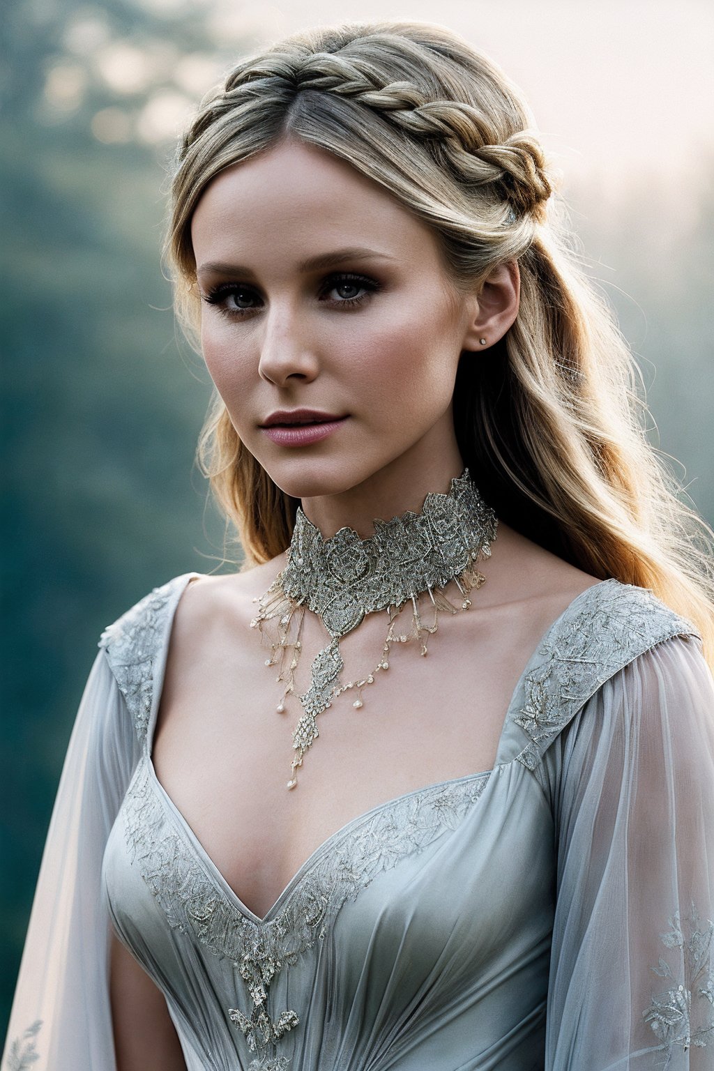 KristenB_SoloTI_v1,  (In a regal,  medieval-inspired gown adorned with intricate embroidery and flowing sleeves by Solo on...