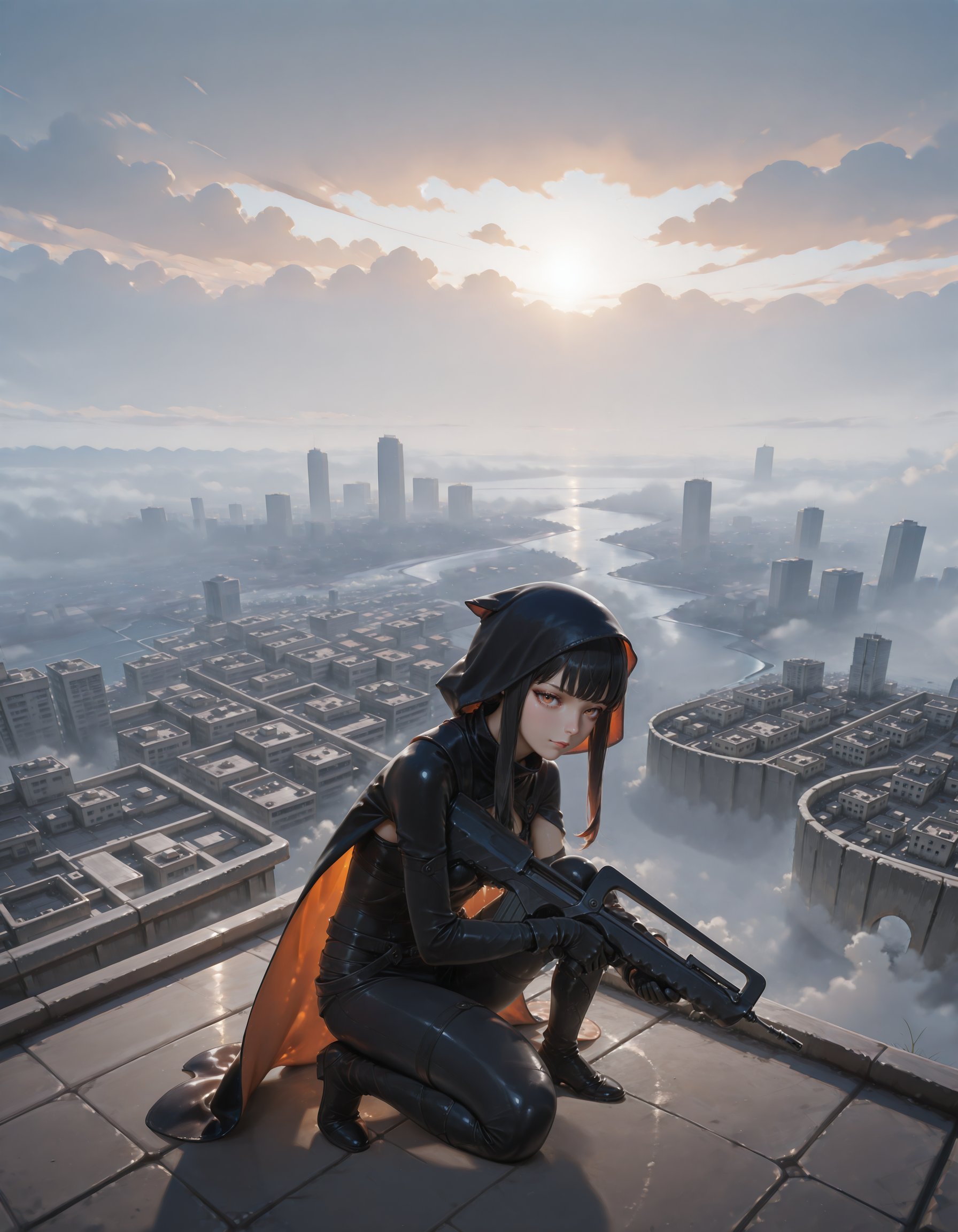 anime,  namielle armor,  black hood by imCryptix on Tensor.Art