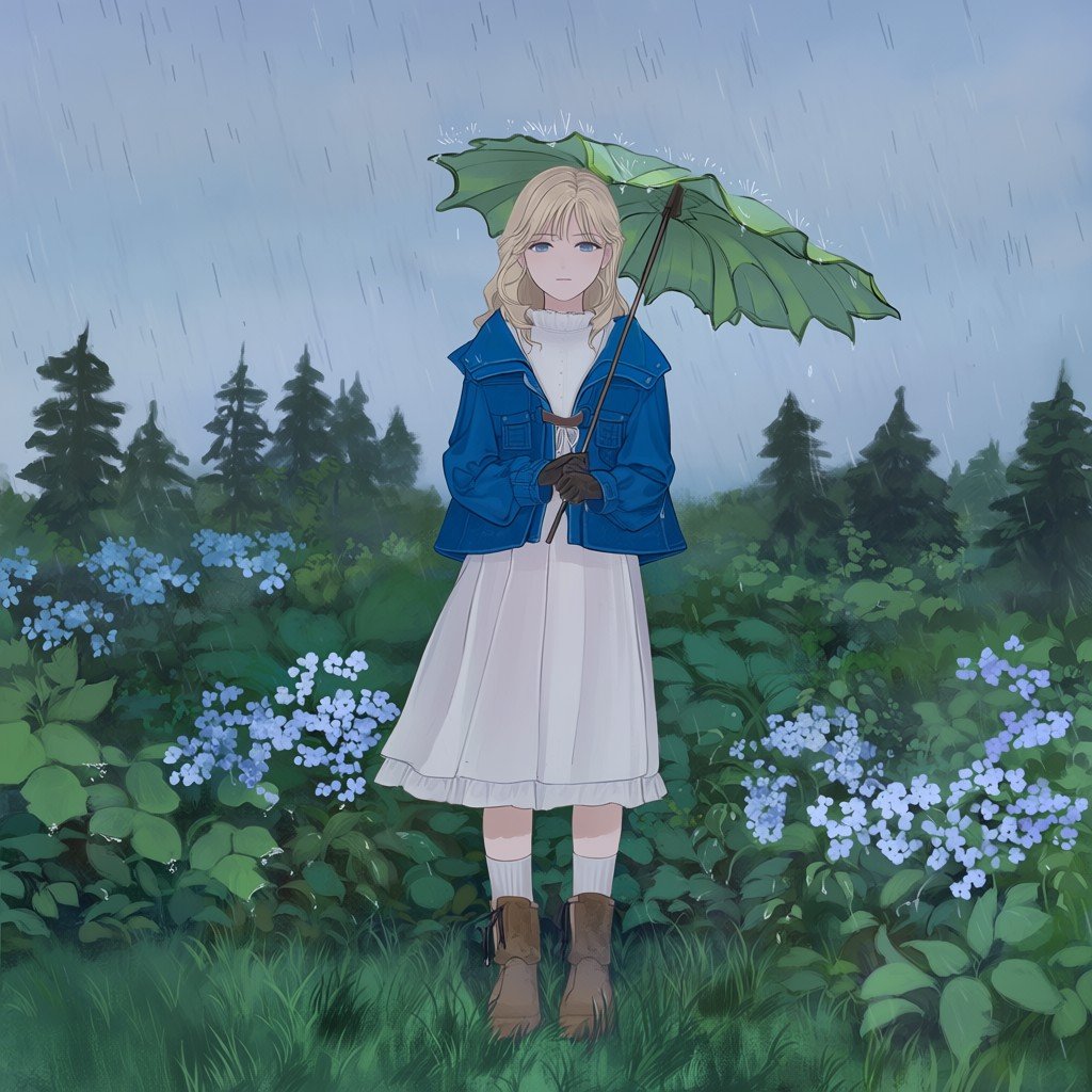 rain,  blonde hair,  solo by Ruygen on Tensor.Art