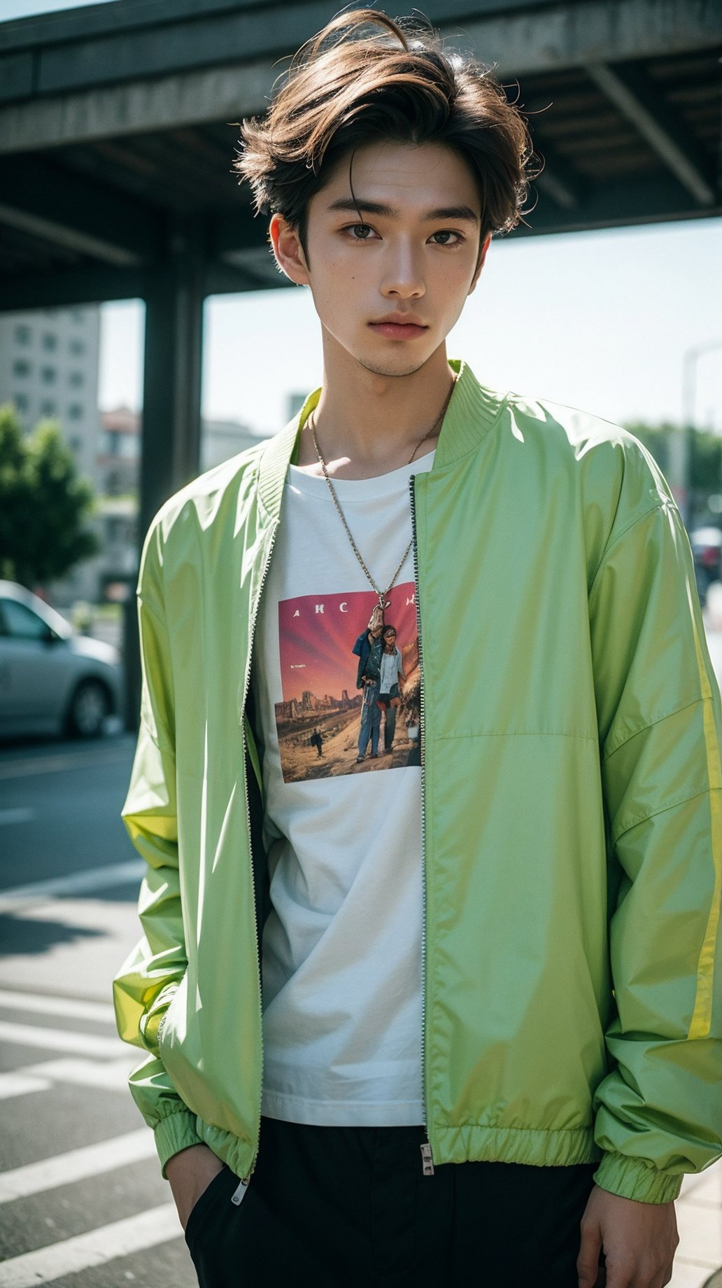 analog style, a young German man wearing a windbreaker by RaveSceneNineties,(high detailed skin:1.2), film grain