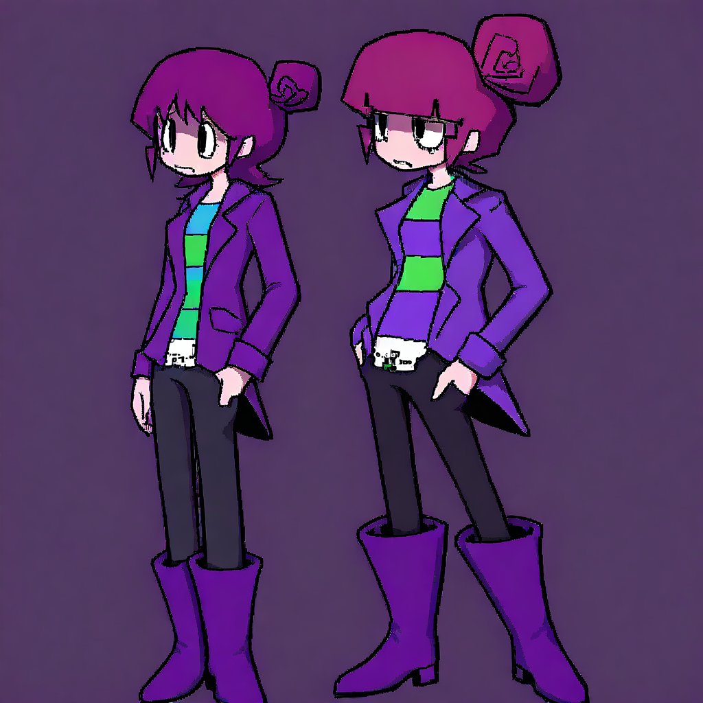 purple hair,  hair bun,  black eyes by Idkanymore50 on Tensor.Art