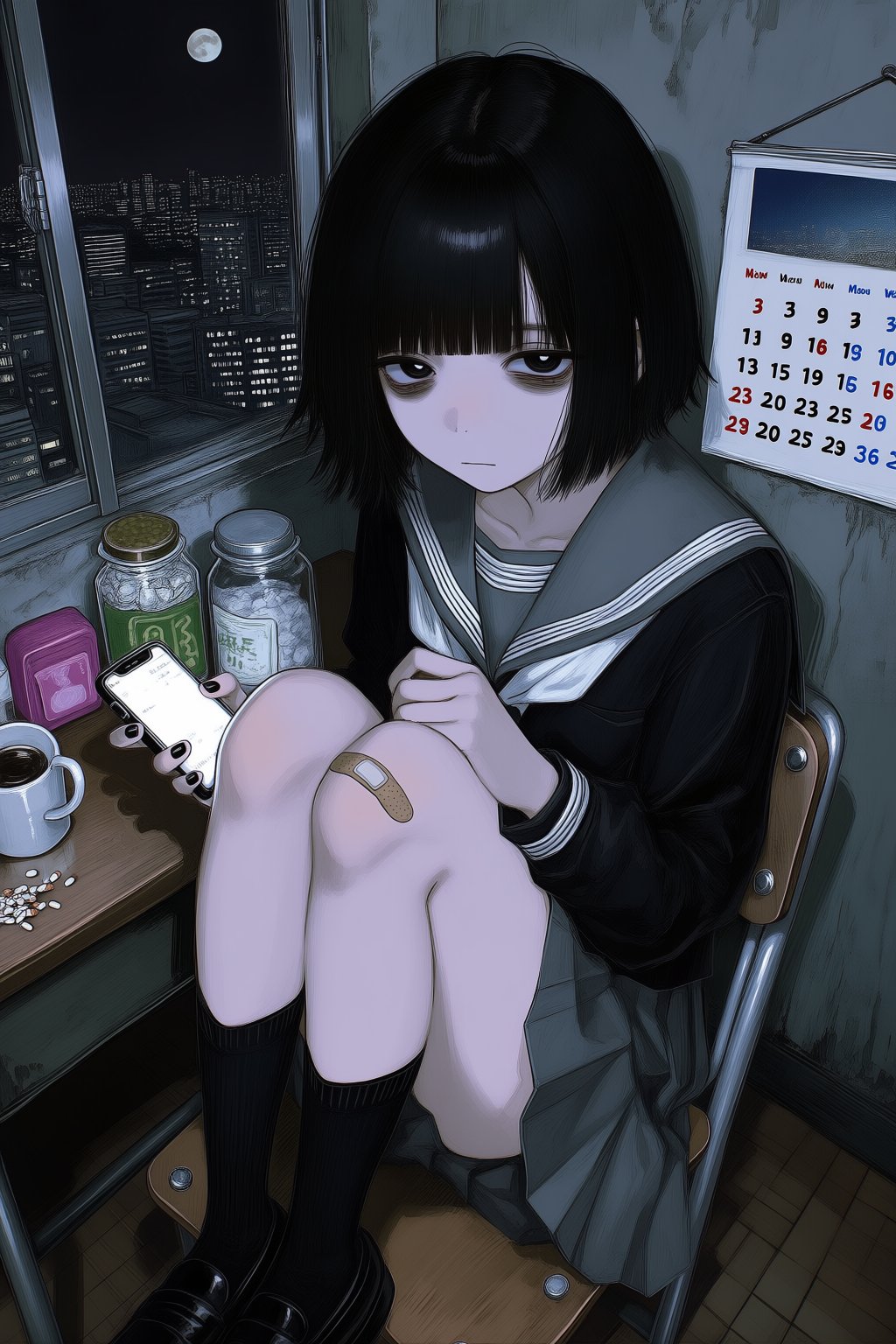 bandaid on leg,  1girl,  bandaid on knee by Mexes on Tensor.Art