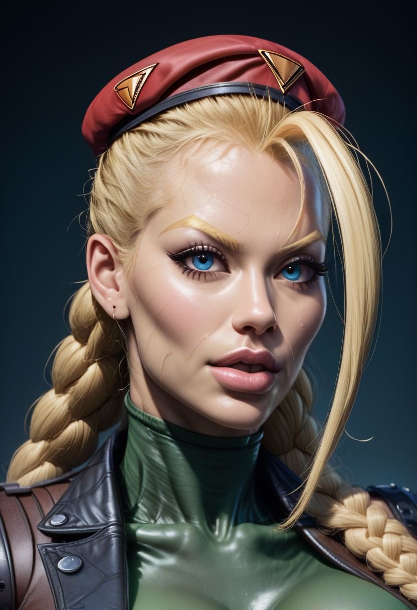 1girl, upper body portrait, detailed face, masterpiece, Flint_SR_Style, cammy white from street fighter,