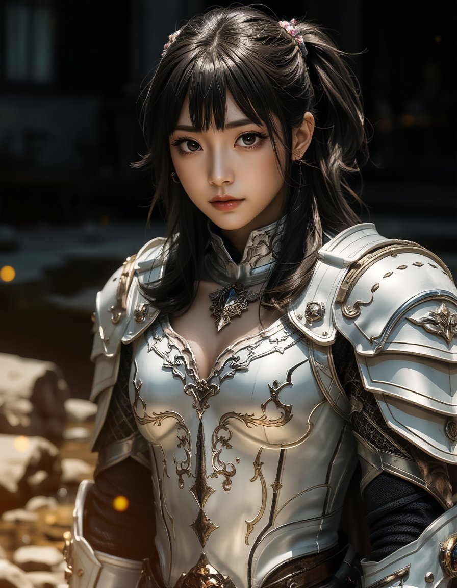 1girl, cute face, standing, upper body, show breasts, cleavage, pov, hug, enfold, vertically, knight, hot spring background, dark theme, high key light, rim light, spark rainbow light reflection, fantasy white armor<lora:hinaFluxFantasyArmorMix-schnell_v1-rev1:0.7> <lora:hinaFluxAsianMixLora-schnell_v1:0.6>