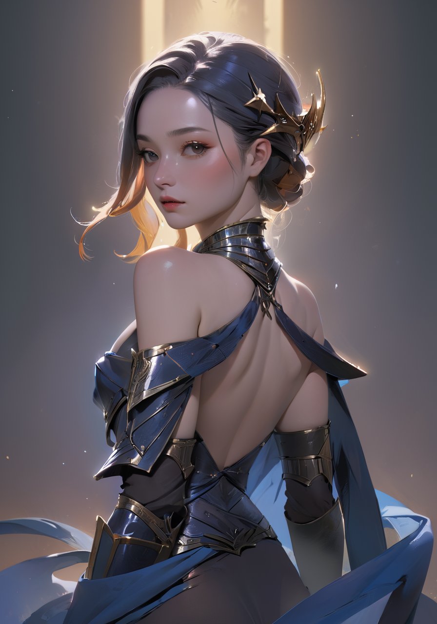 realistic,DEEP DARK FANTASY ,wani wani panic,startrail,gorgeous atmosphere,ultra realistic detailed,aesthetic,best quality,(photorealistic:1.2),dynamic angle,elegant,realistic skin detail ,strap_slip, bare_shoulders, off_shoulder,