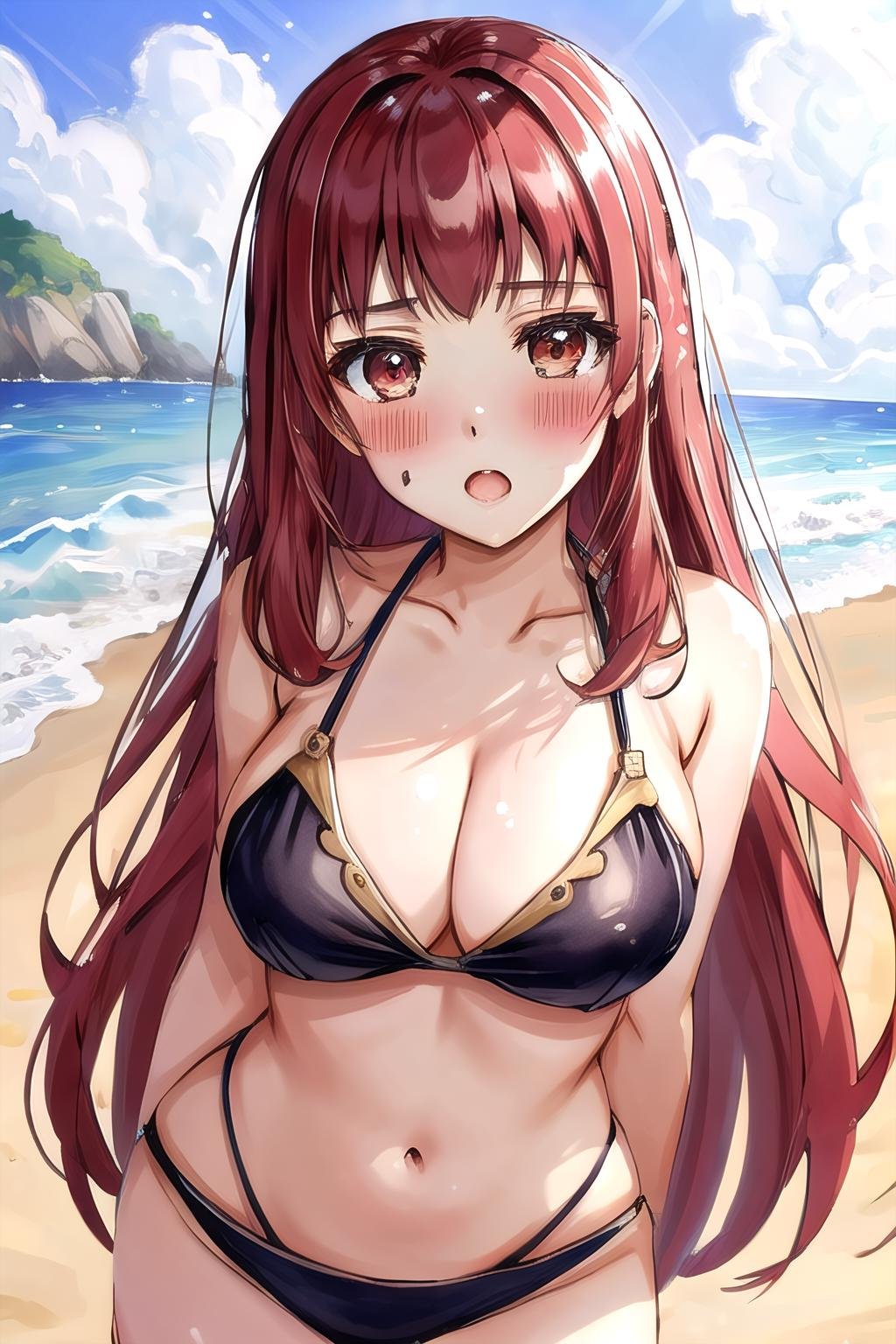 yunaka fe,  facing viewer,  beach background by Ttan on Tensor.Art