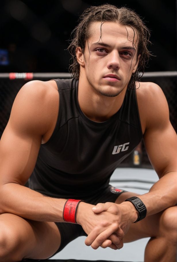 homoerotic photo of Thomas Ceccon a man ,  UFC fighting ring,  cocky expression by HottiesnHotties on Tensor.Art
