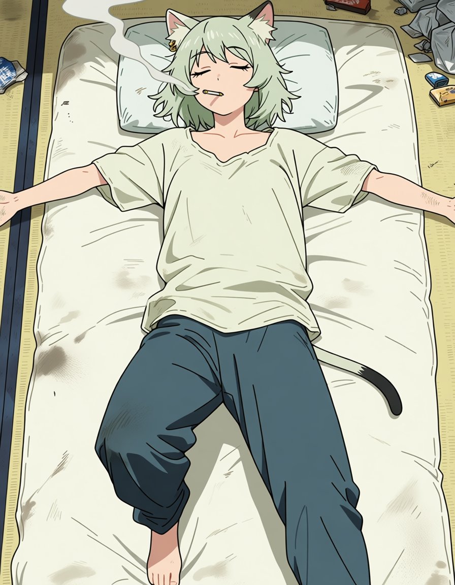 yaniko satou (yaki neko),  short hair,  green hair by soralz on Tensor.Art
