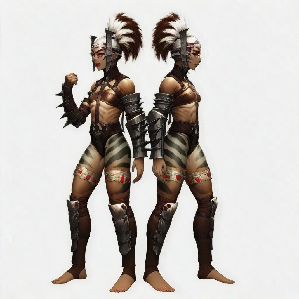 ferra,  in side off,  red and white mohawk crest by Derracias35 on Tensor.Art