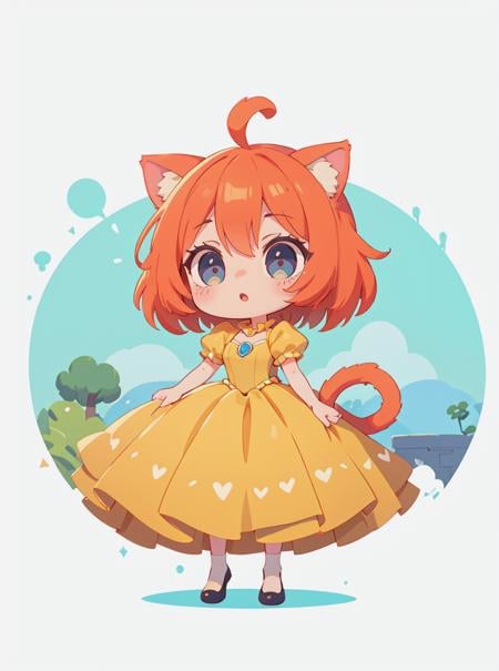 8k, masterpiece, highly detailed, high quality,1girl wearing a (princess dress), <lora:princess_dress-SD-2.0:1>,chibi, ahoge, cat ears, playful