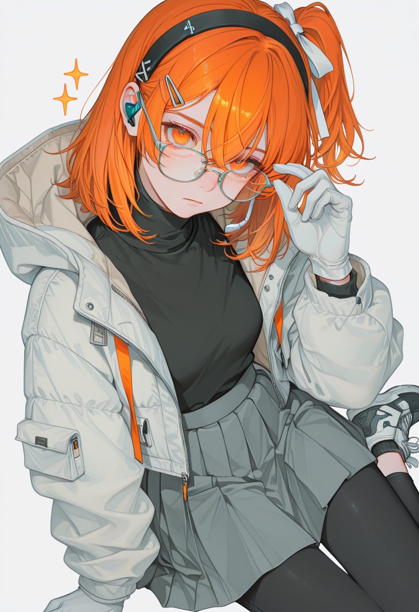 1girl,  orange eyes,  white ribbon by Rin_x0 on Tensor.Art