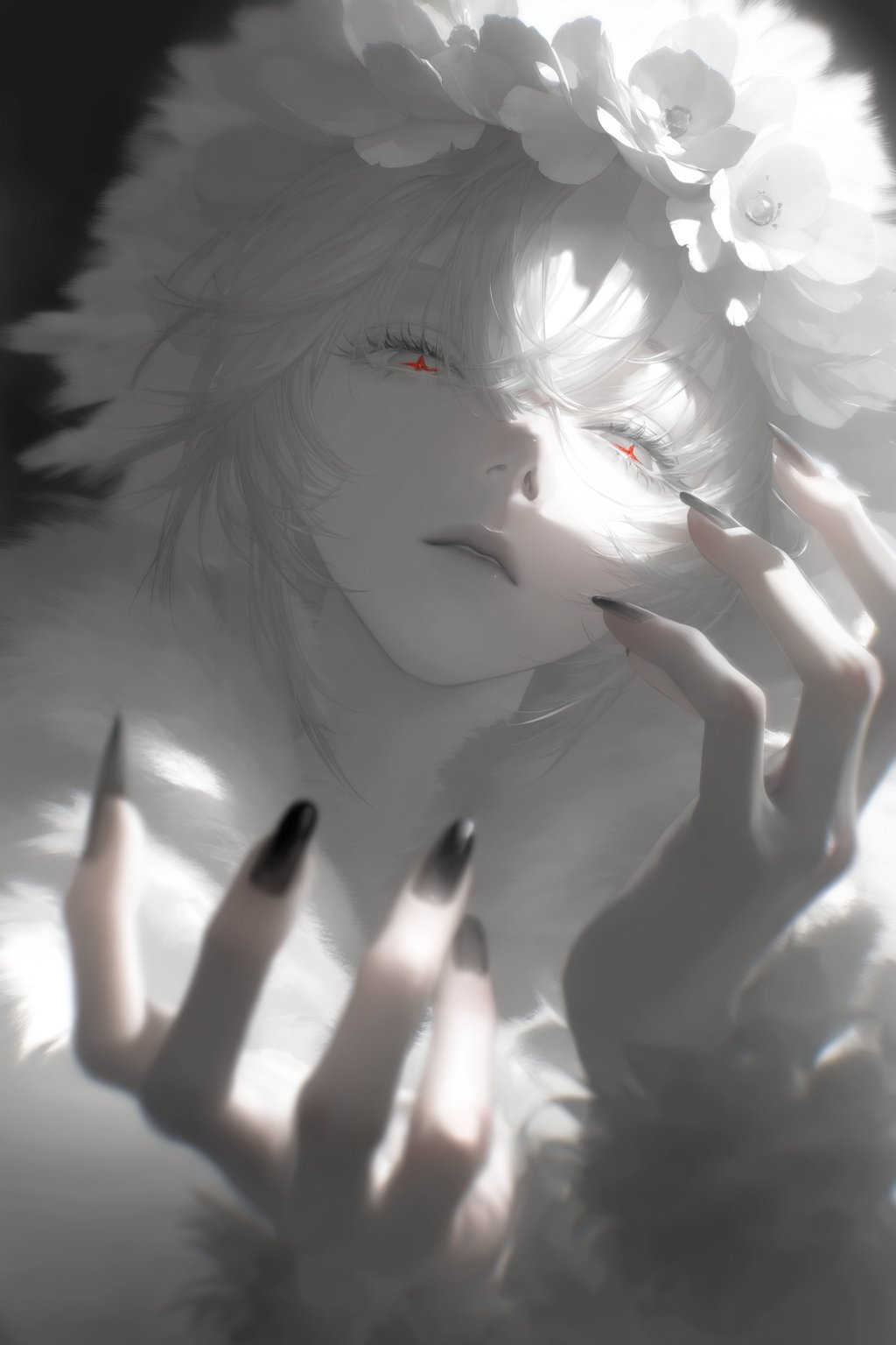 wobuzhengchanghuafeng,  eyelashes,  monochrome by 子行将夜 on Tensor.Art