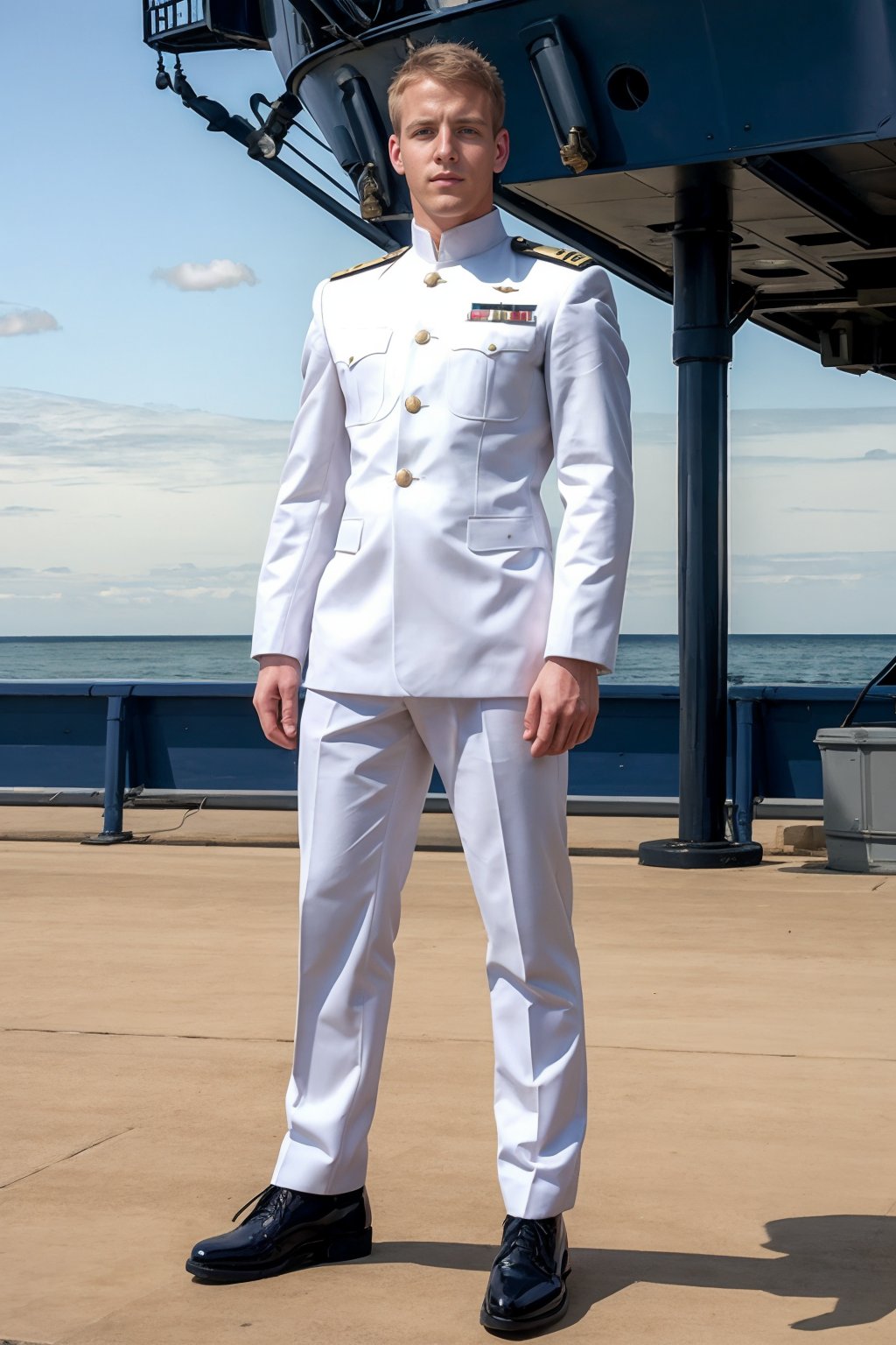 deck of navy ship,  standing,  BrettStevens by txhorn75 on Tensor.Art