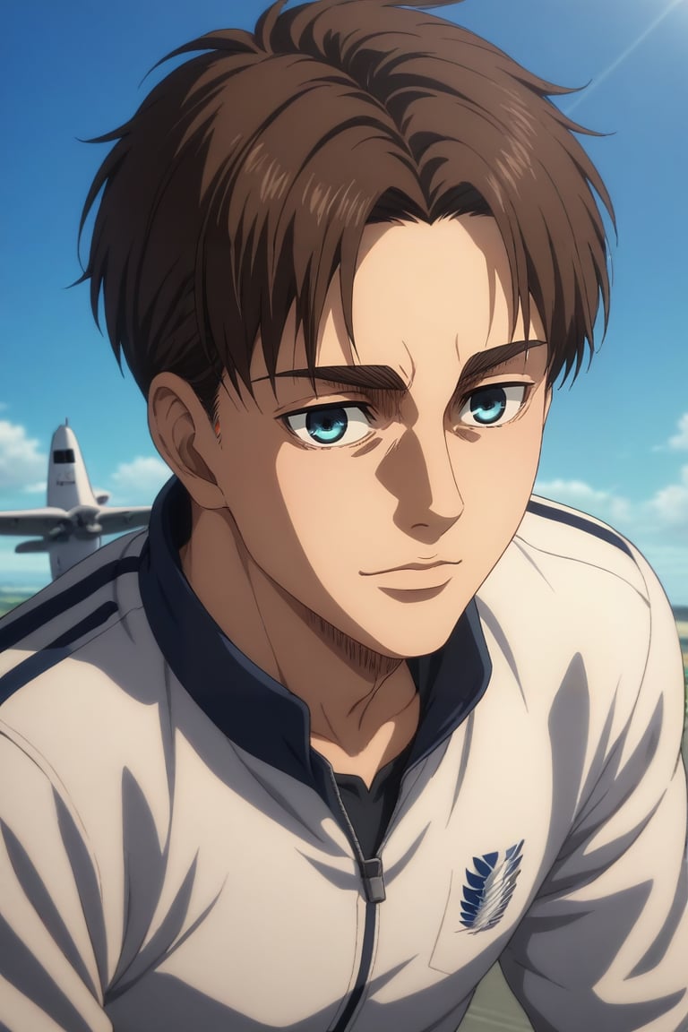 score_9, score_8_up, score_7_up, source_anime, rating_safe, , anime screencap, anime coloring, , , , 1boy, solo, male focus, <lora:eren_yeager_s4_pony:0.78>, eren_yeager_s4, brown hair, blue eyes, very short hair, , focused, plane, dark, leaning forward, happy, tracksuit,, <lora:sdxl_lightning_8step_lora:1>