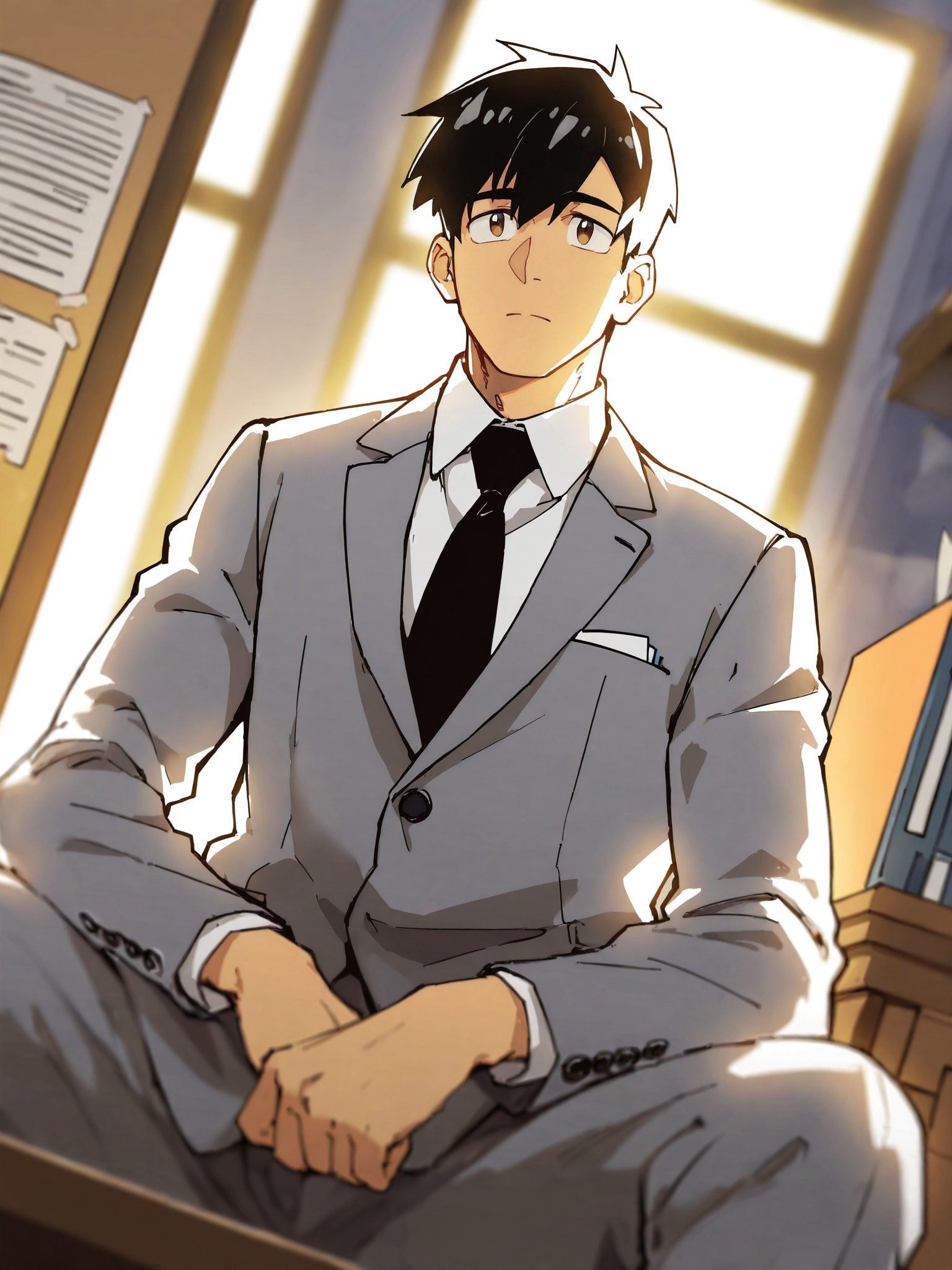 Mukouda Tsuyoshi,  black short hair,  brown eyes by Oyatsu000 on Tensor.Art