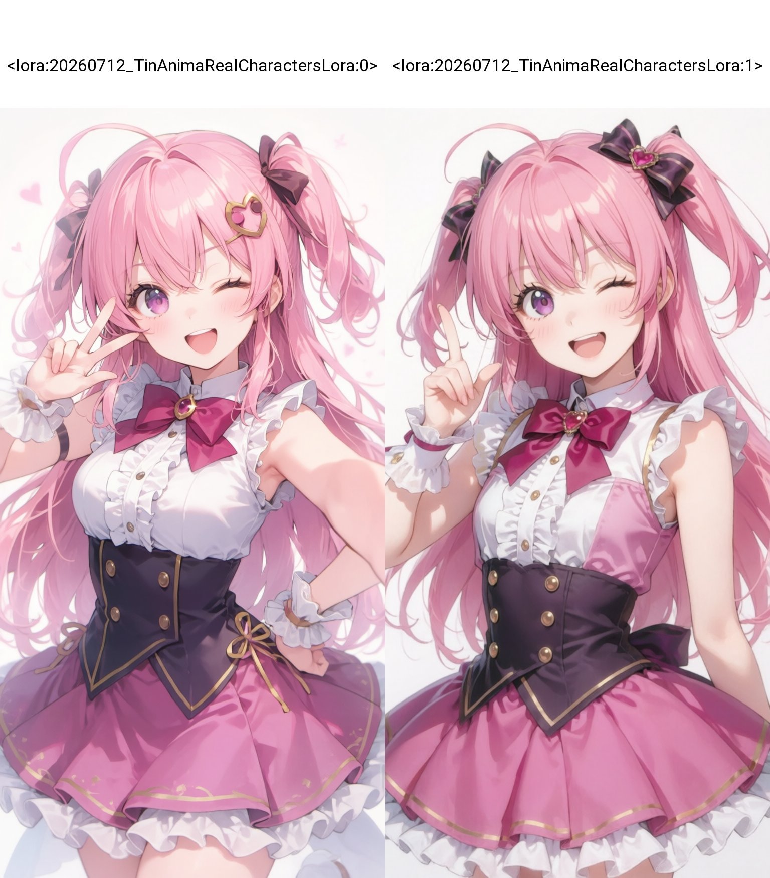 1girl,  pink hair,  one eye closed by 天TIN on Tensor.Art