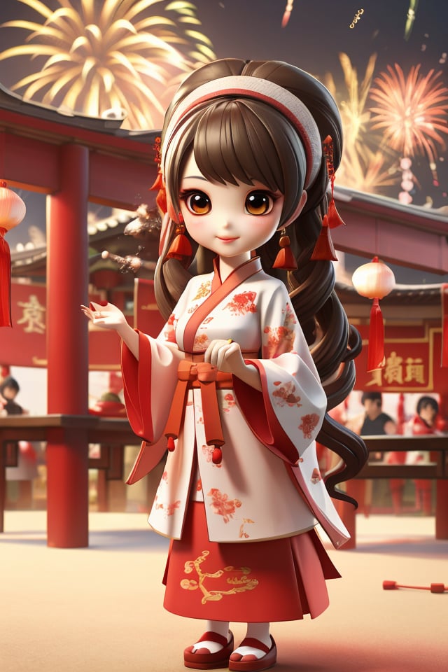 chinese girl,firecrackers,fireworks,loong,spring festival,wawa