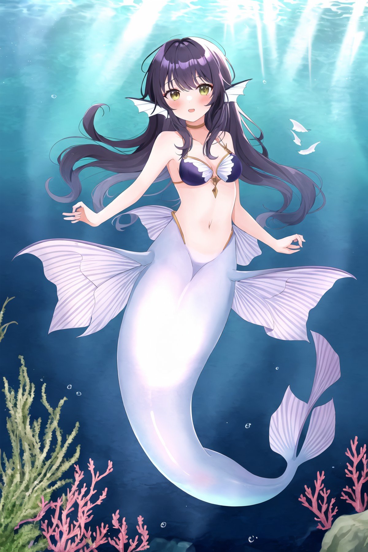 1girl,  mermaid, fins, full body, masterpiece, best quality, masterpiece,