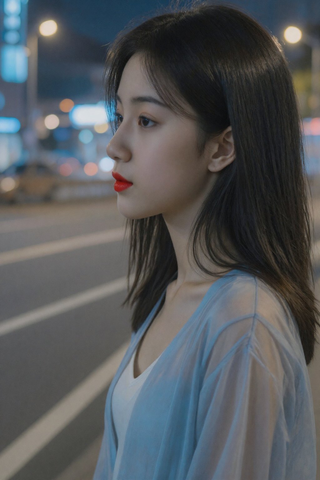 一位年轻的东亚女孩,  看起来二十岁出头,  位于画面右侧 by 天TIN on Tensor.Art