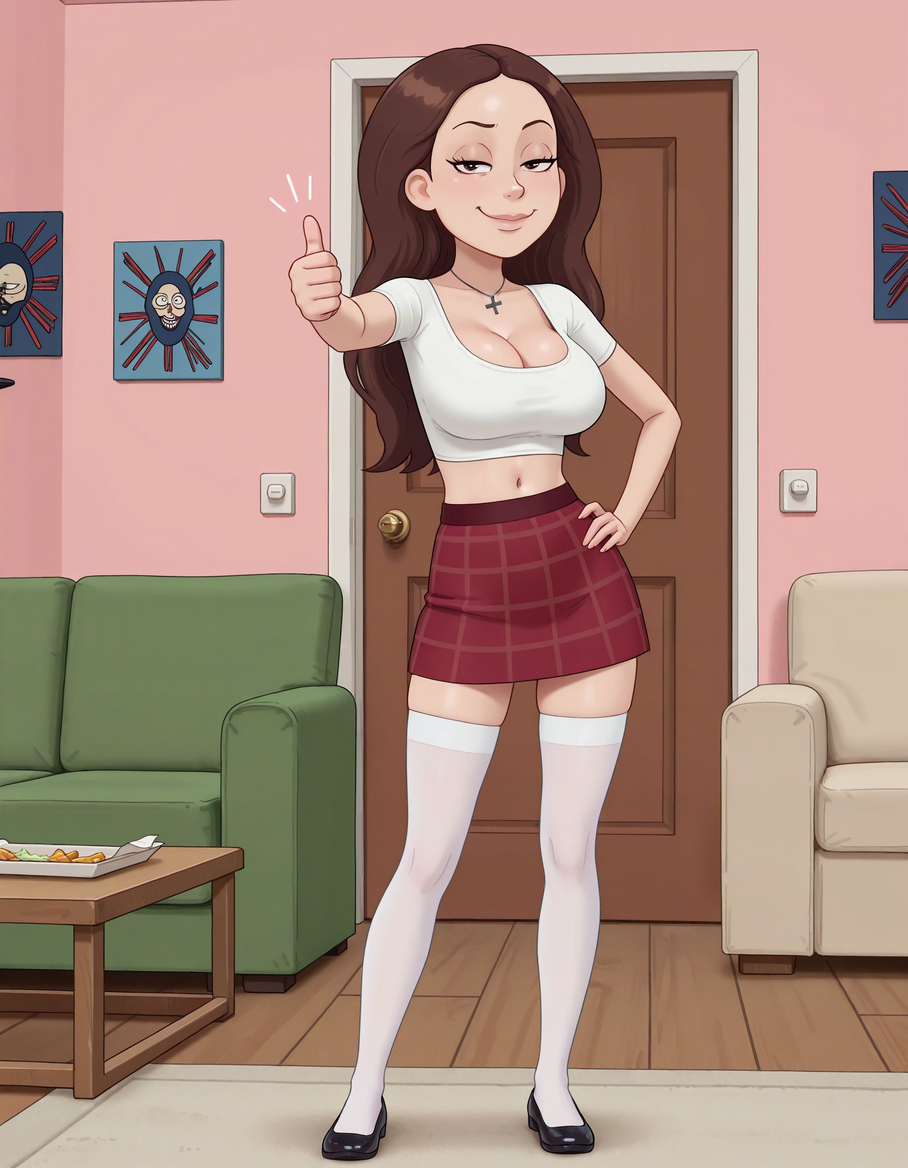girl standing,  living room,  thumbs up by T3rryMcg1nn1s on Tensor.Art