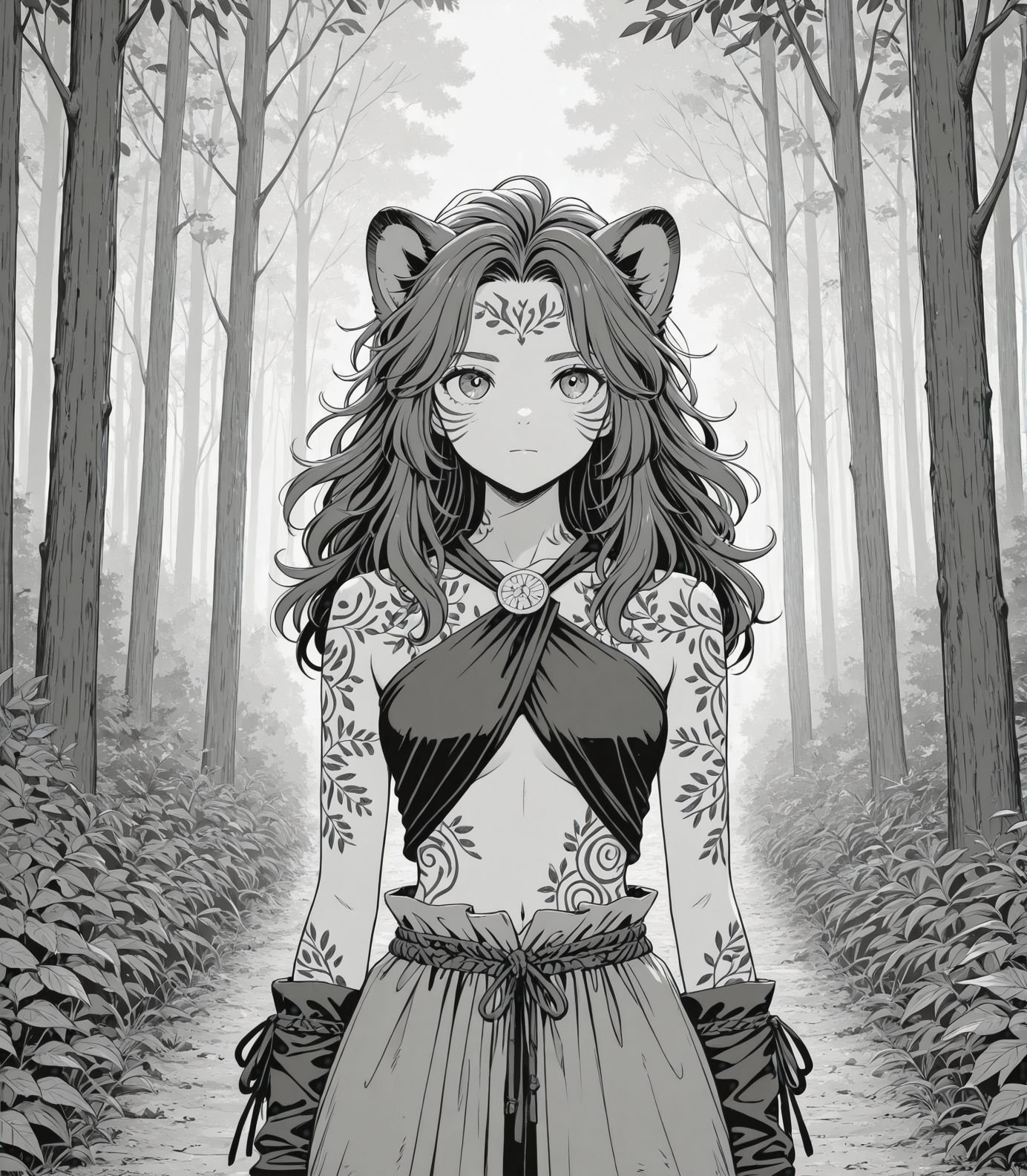 masterpiece,  best quality,  forest druid woman in leaf-woven clothing by inknoir on Tensor.Art