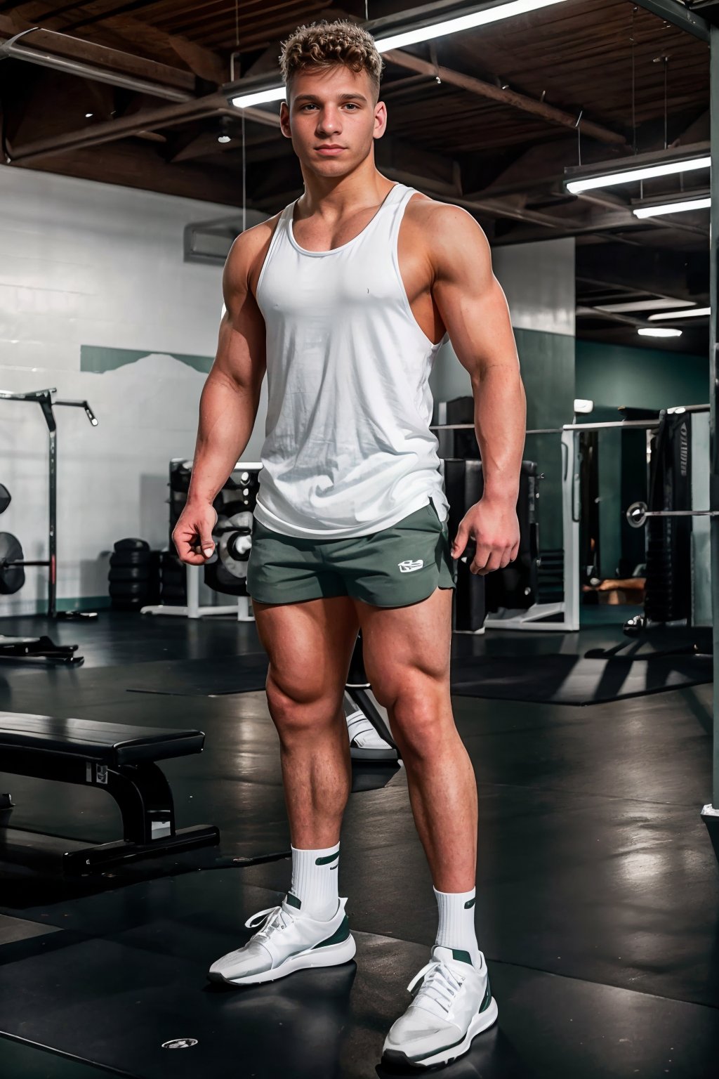 modern gym,  high ceiling,  weight machines in the background by txhorn75 on Tensor.Art