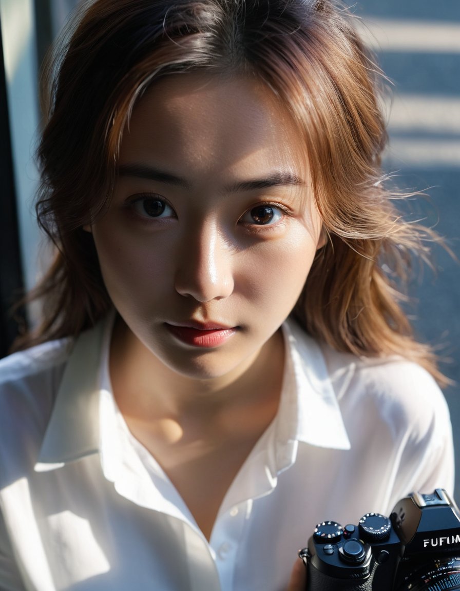 (masterpiece:1.35),(best-quality:1.4),8k,ultra-detailed,photography,(ultra-realistic:1.4),film grain,Fujifilm XT3,1girl,aisan slim female,solo, extremely beautiful detailed face, best shadow, medium breasts, white shirt, close up,