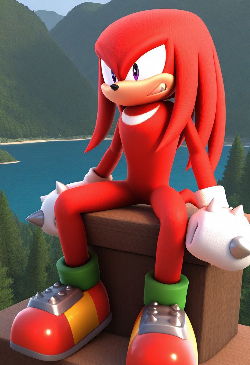 solo male,  Knuckles The Echidna,  red fur by Sonic X on Tensor.Art