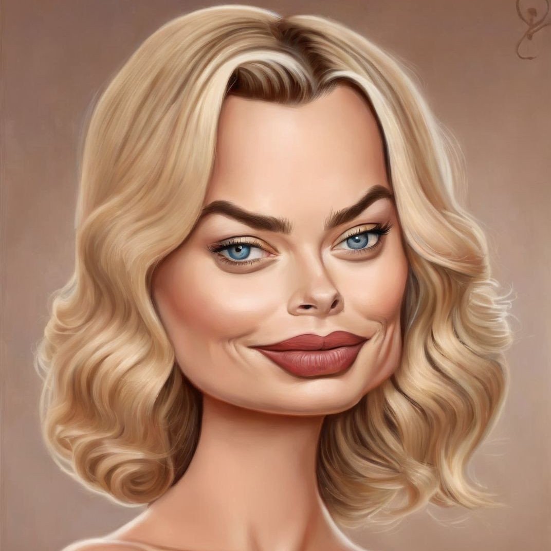 Margot Robbie Caricaturized <lora:SDXL-Caricaturized-Lora:1>, Very detailed, clean, high quality, sharp image, Mark Ryden