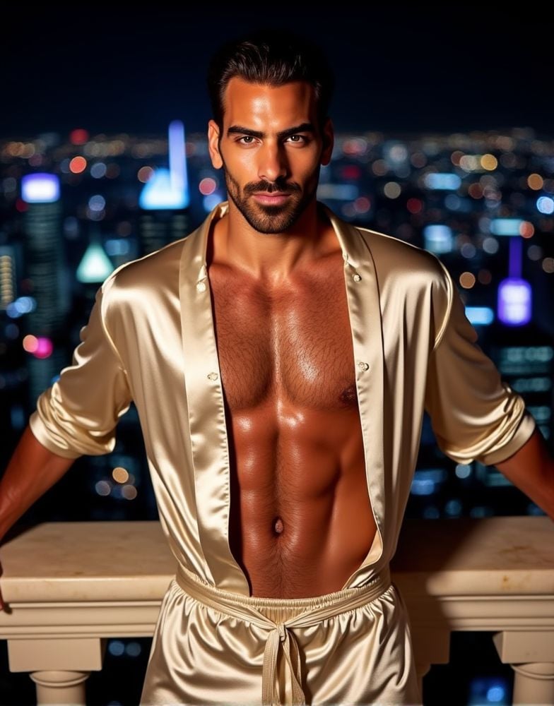 Nyle Dimarco ,  direct eye contact,  six pack abs by HottiesnHotties on Tensor.Art