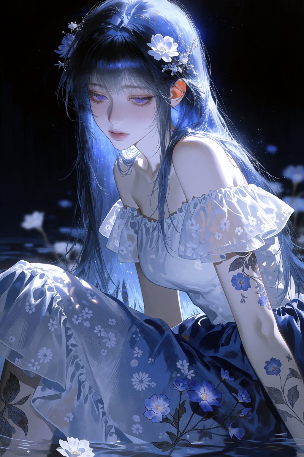 1 woman,  long hair,  blue eyes by Feelings_into_words on Tensor.Art