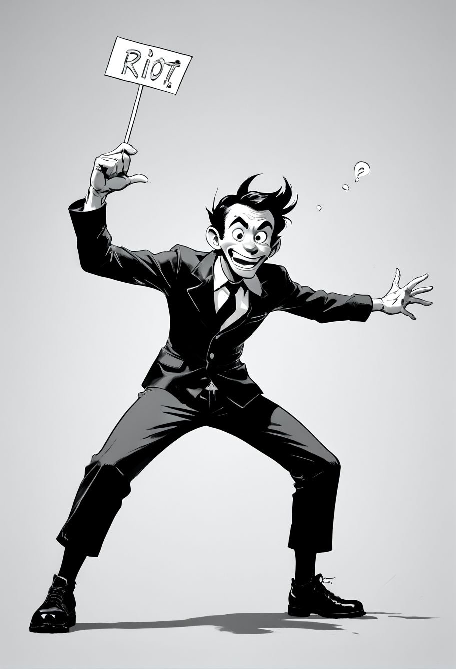 abstract funny cartoon pose riot hero design monochrome : are you there ?,  style by Franquin,  Gotlieb by inknoir on Tens...