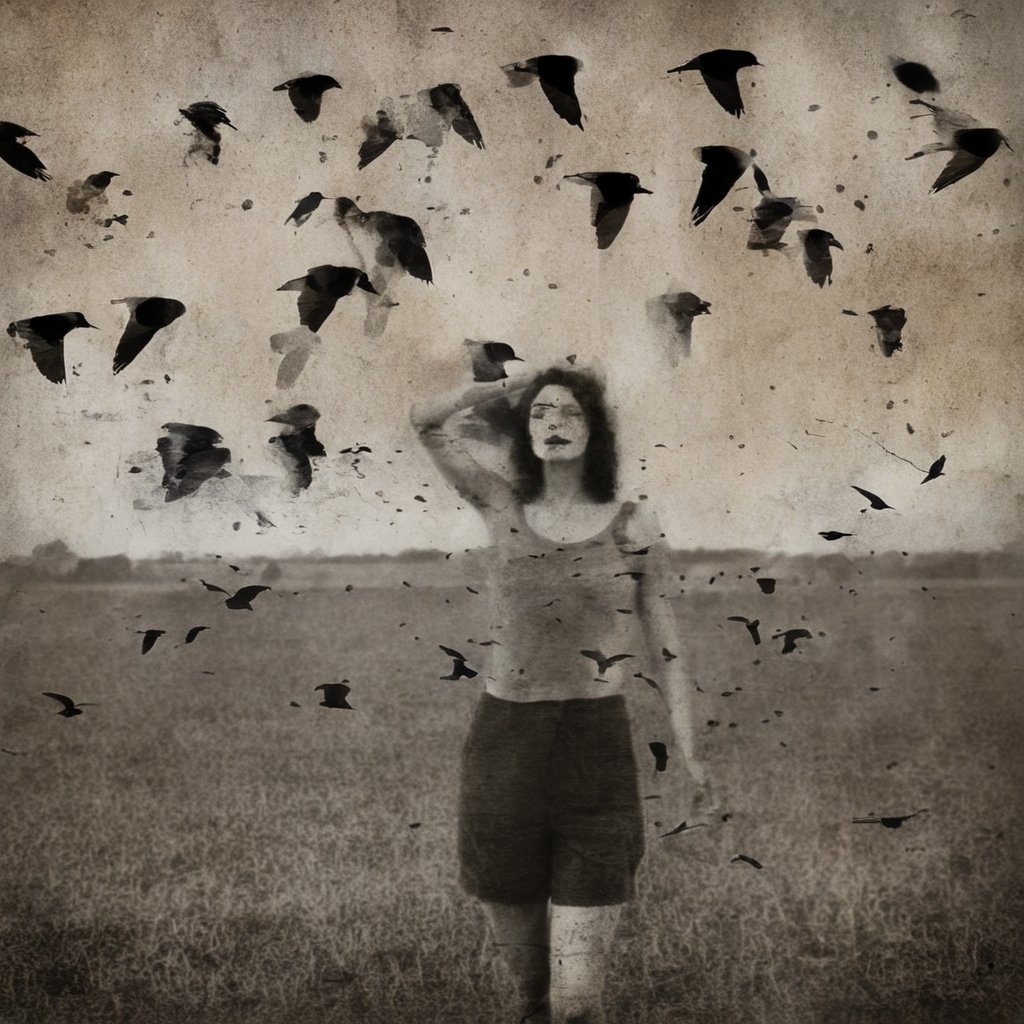 double exposure, a woman, birds, field man  <lora:SDXL_double_exposure_Sa_May-000008:1>