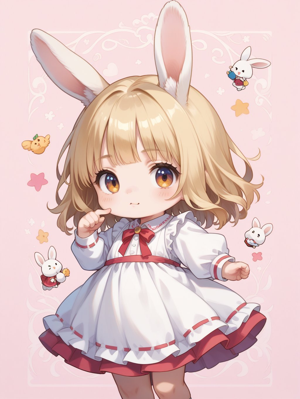 score_9, score_8_up, score_7_up,source_anime,chibi,solo,  rabbit girl,dress, detailed background, 