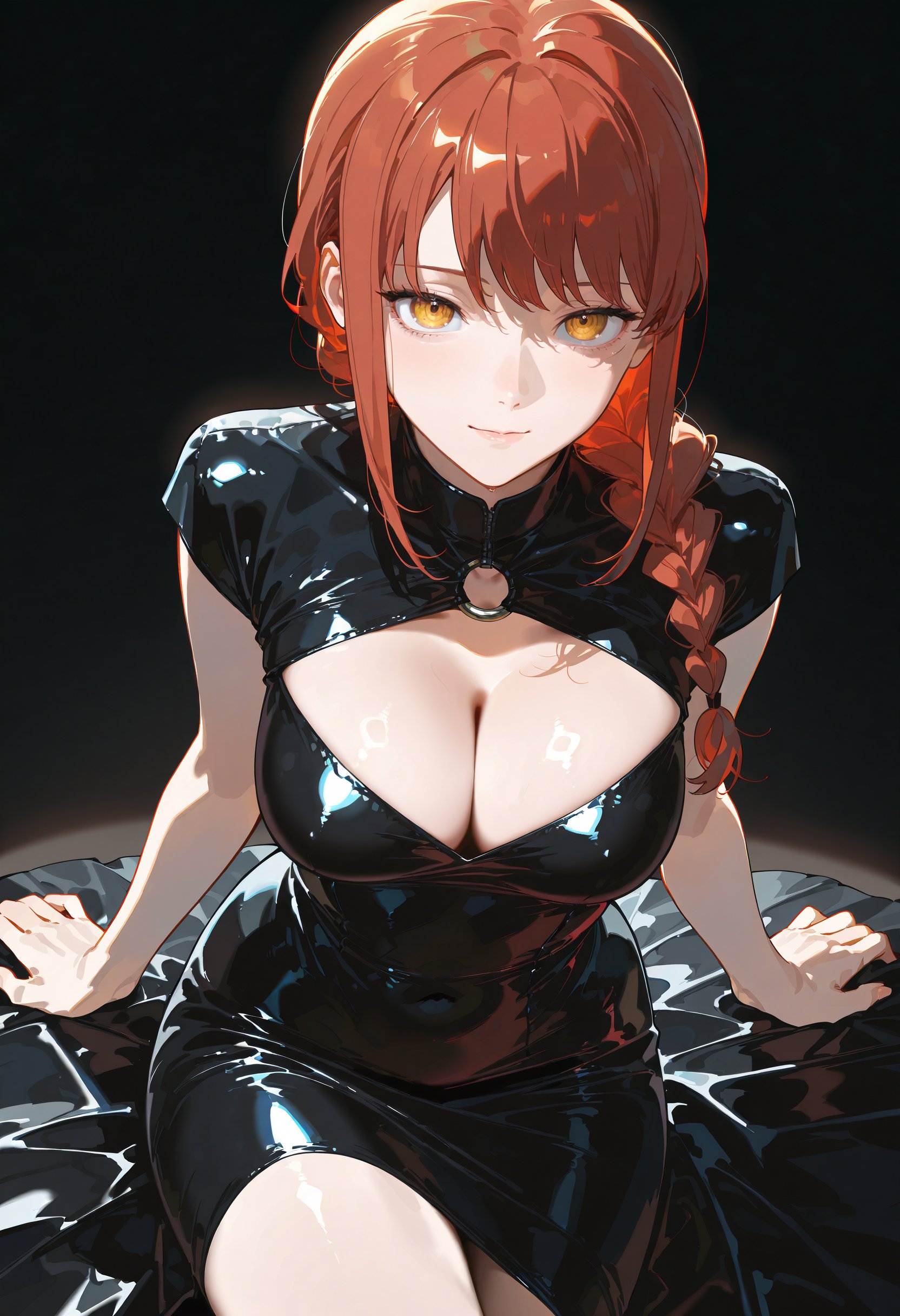 1girl,  solo,  black latex dress by miaomiao on Tensor.Art