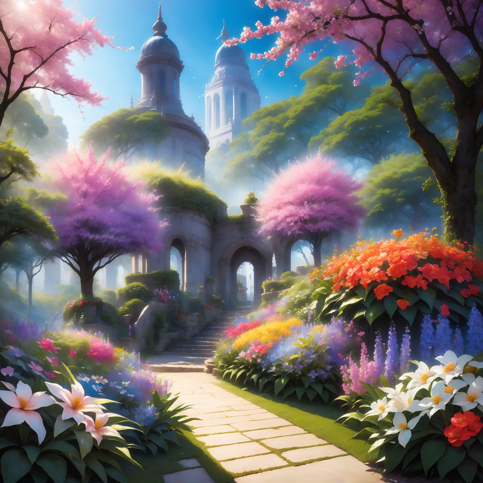 Mysterious Garden,Countless Flowers,Vines,No Human,<lora:Fantasy Cube_20240410010012:0.85>,