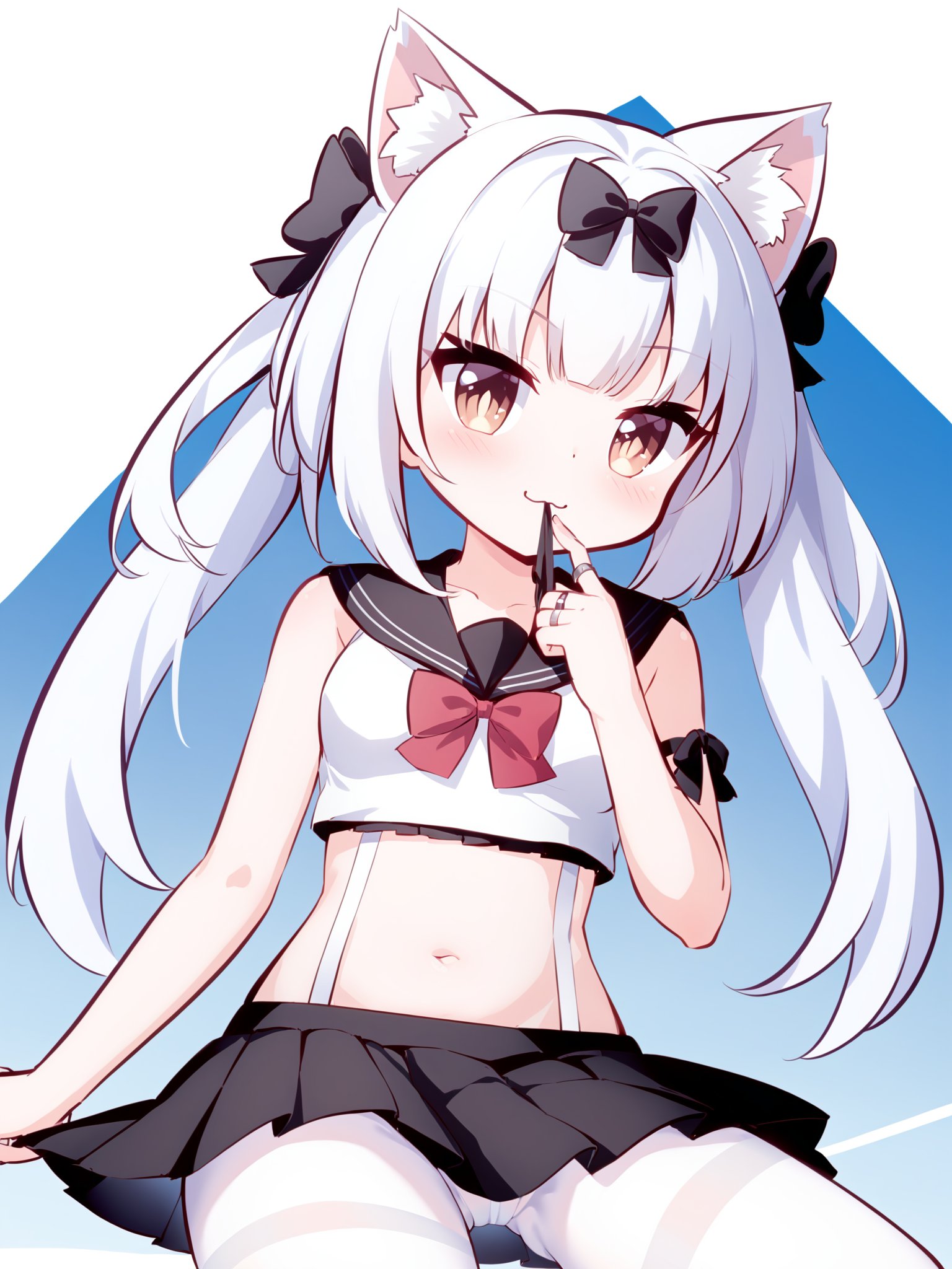 cat ears,  black bow,  white hair by 超市里扫货 on Tensor.Art