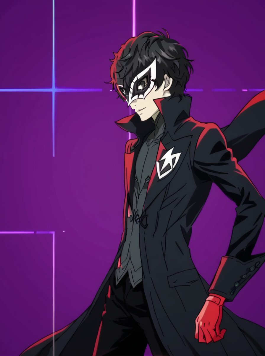 detailed background, shiny skin, rating safe, <lora:persona5.pony:1>,persona5, joker, 